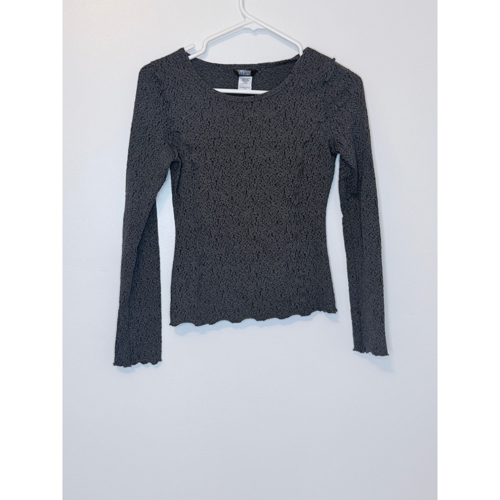 Truce Nordstrom Popcorn Texture Long Sleeve Top Charcoal Gray Kids XL 16